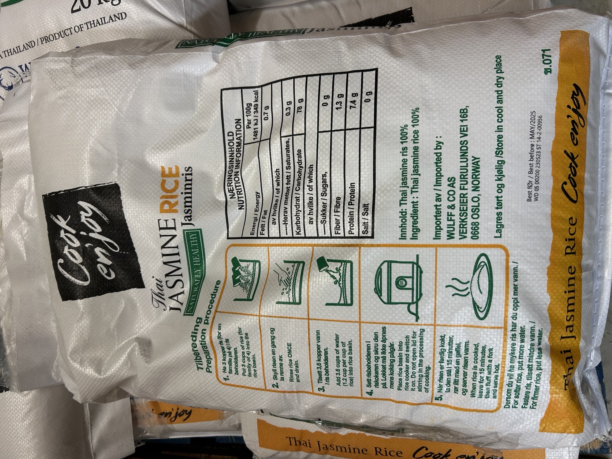 Ris Thai Jasmin Cook Enjoy 20kgs sekk 2